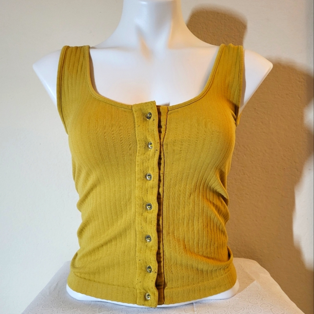 Button up tank top, Mustard yellow O/S